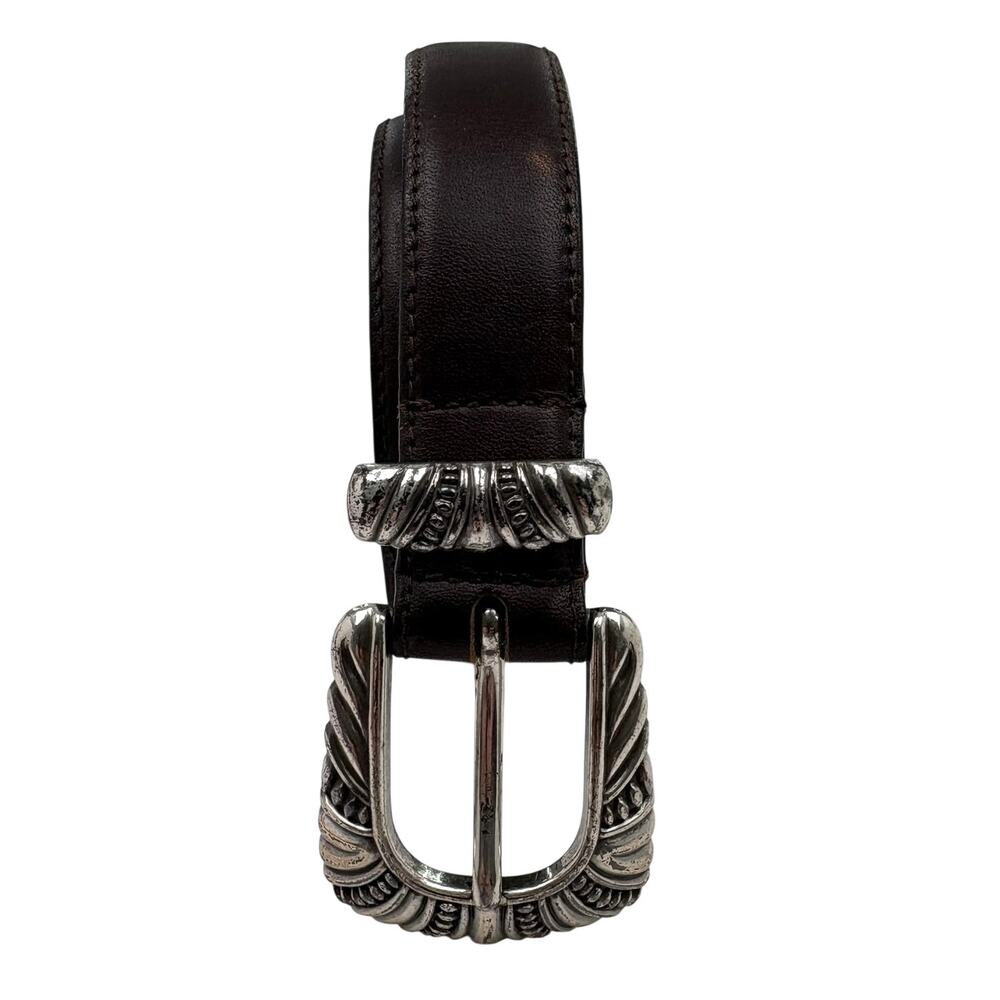 Vintage 90s Donna Katz Leather Western Concho Belt Brown Silver Tone Size M